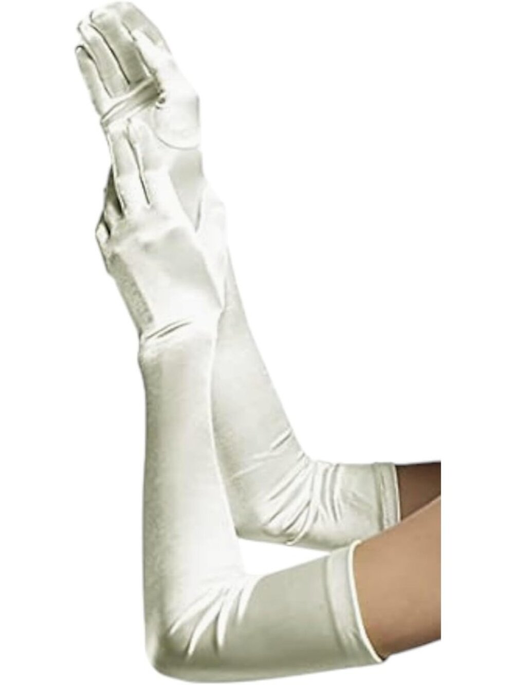 Women's Ivory Extra Long Super Stretch Elbow Party Bride Quality Satin Gloves